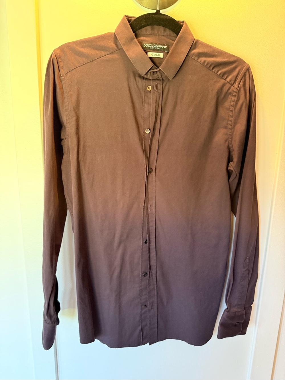 Dolce & Gabbana Gold Men's Brown Long-Sleeve Dress Shirt